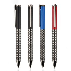 Two Tone Twist <b>Metal</b> Roller Pen With <b>Grid</b> Checkered Anti Slip Grip, Matte Upper Barrel Rotating Executive Signature Pen - Product Image 1