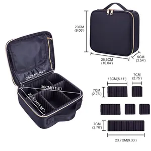 Grosir Tas Kosmetik Hitam Tas Kosmetik Profesional EVA Makeup Box Organizer dengan Kompartemen