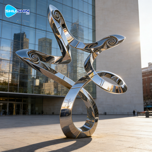 Scultura d'Amore Astratta Grande in Acciaio Inossidabile Lucidato, Design Moderno e Alla Moda, Forma Personalizzabile, Marca ShuShin - Product Image 4