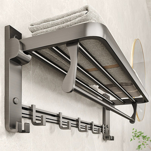 All'ingrosso personalizzato in acciaio inossidabile doppio portasciugamani gancio pieghevole bagno appendiabiti da bagno <span class=keywords><strong>Set</strong></span> scaffale per uso domestico - Product Image 2