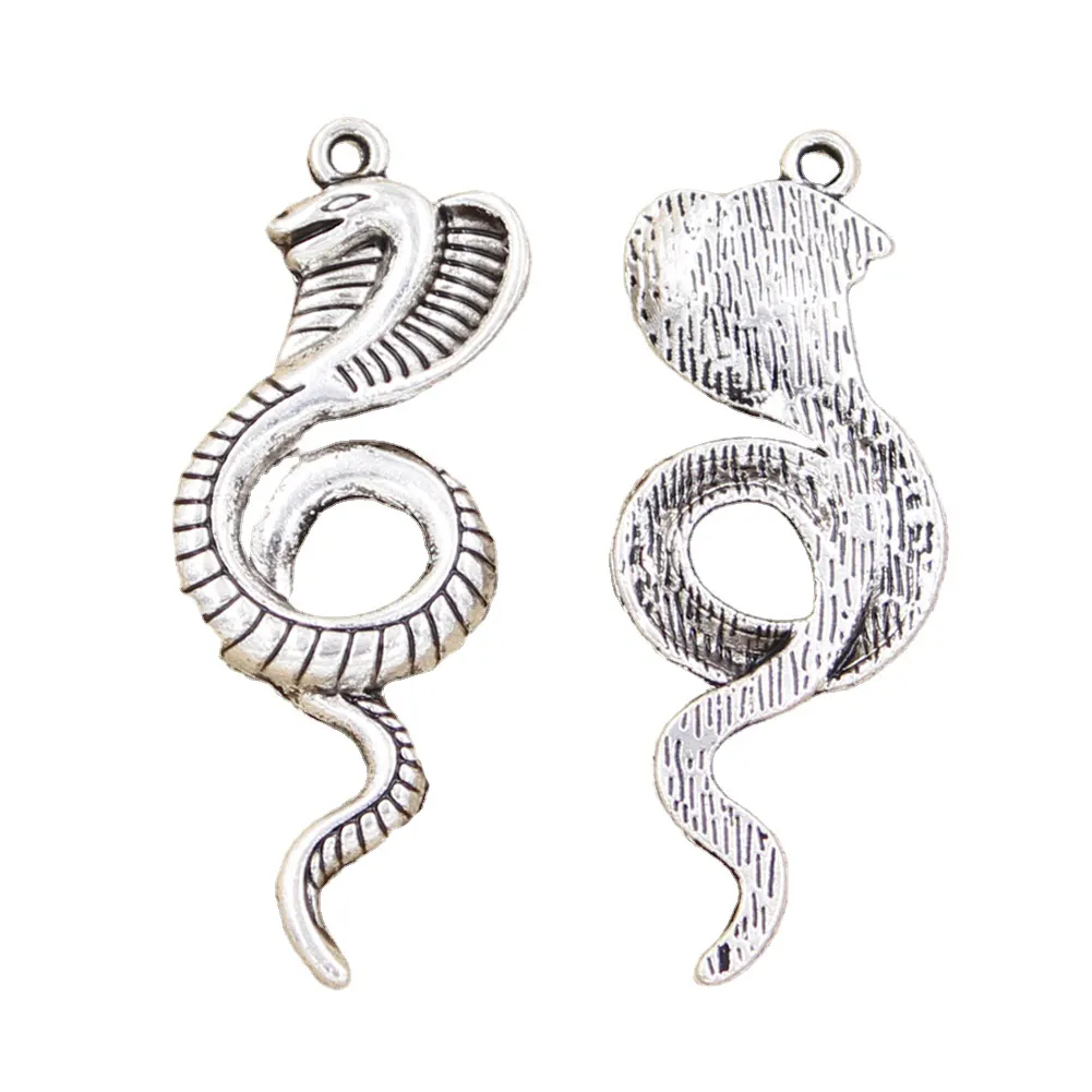 Ciondoli re cobra serpente 49x19mm pendenti Color argento antico che fanno fai da te a mano tibetani che trovano gioielli