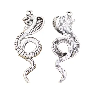 Charms Vua rắn hổ mang rắn 49x19mm cổ bạc màu mặt dây chuyền làm DIY handmade Tây Tạng tìm kiếm đồ trang sức