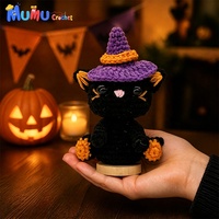 Poupée chat noir au crochet faite à la main, décoration d'intérieur amusante pour Halloween, cadeau de décoration intérieure pour le soutien émotionnel, vente en gros personnalisée
