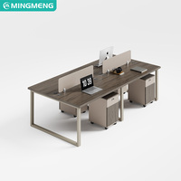Bureaux de bureau modernes pour 4 à 6 personnes, mobilier de bureau pour employés avec armoires, bureaux informatiques ouverts, bureaux pour employés