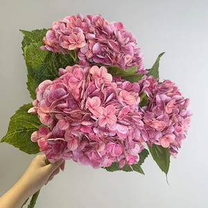 Hortensias artificiels en soie bordeaux, fleurs UV, pour décoration de mariage, <span class=keywords><strong>bouquet</strong></span> de fleurs, hortensias rouges, aspect réaliste, blanc - Product Image 1