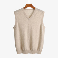 Pull-over en cachemire 100% pour homme, anti-rides, tricoté, col en V, manches longues, uni, standard, chaud, pour l'automne