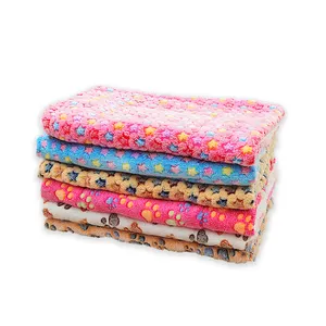 Manta de terciopelo Coral con estampado de pata lavable para mascotas pequeñas y medianas, almohadilla suave y cálida para perros y gatos, alfombrilla para dormir, cama para dormir para mascotas