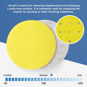 400 Stück langlebiges Schleifpapier 225 mm perforierte Schleif scheiben mit Körnung <span class=keywords><strong>120</strong></span> Trockenbau schleifer Schleif werkzeuge - Product Image 3