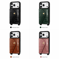 Étui portefeuille en cuir véritable texture alligator avec fermoir doré, protection intégrale pour iPhone 17 18 Pro Max Duo