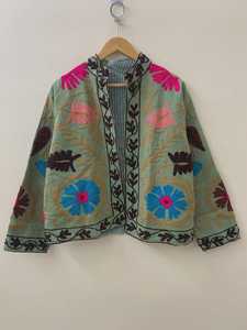 Indian Suzani Embroidery <b>Velvet</b> <b>Jacket</b> Hand Embroidered Winter Button Lace <b>Women's</b> Casual Wear High Quality Customized Color - Product Image 1