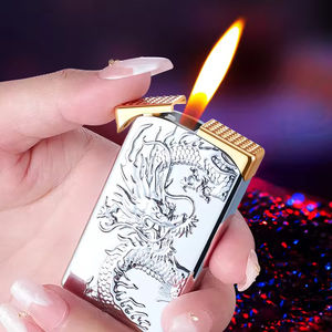 Encendedor inflable alimentado por fuego doble con patrón de grabado, llama a prueba de viento, encendedores de cigarros de cigarrillos directamente, regalos de negocios - Product Image 3