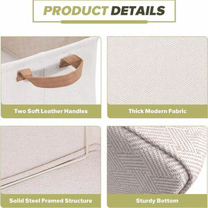 Metal Çerçeveli Kumaş Saklama Sepetleri, Raflar ve Raflıklar için Büyük Katlanabilir Saklama Kutuları, OEM ODM Toptan Satış - Product Image 3