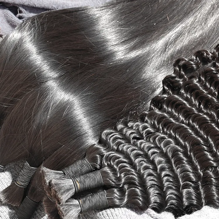 Capelli umani all'ingrosso all'ingrosso per intrecciare le estensioni dei capelli all'ingrosso indiani vergini non trattati dei capelli umani grezzi all'ingrosso