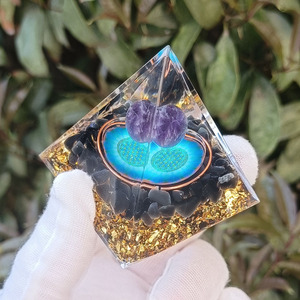 Pirámide de Cristal Kogiya, Artesanía de Resina Epoxi, Flor de la Vida Azul, Decoración para el Hogar, Adorno de Escritorio, Colección, Regalo - Product Image 4