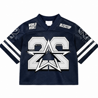 T-shirt surdimensionné pour homme Blesstop, col en V, style jersey, tissu en maille 220 GSM, impression graphique personnalisée, manches courtes, streetwear