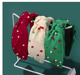 جديد الشتاء عيد الميلاد عقال معقود حافة واسعة عصابة رأس لؤلؤ احتفالي تصميم عصابة رأس - Product Image 3