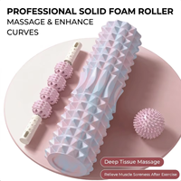 Set Roller Busa 3 in 1 Logo Kustom 45cm, Roller Pijat EVA Kepadatan Tinggi dengan Tongkat Roller Otot dan Bola untuk Pemulihan Grosir