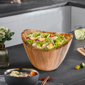 Kitchen Decorative Serving Solid Wooden Salad <b>Bowl</b> X <b>Large</b> for Fruits, Salad - Product Image 6