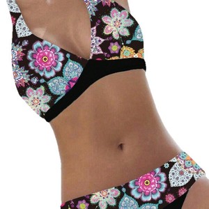 Costume da bagno due pezzi da donna 2026 a vita alta con scollo a V, imbottitura push-up, logo frontale ed elevata elasticità - Product Image 5