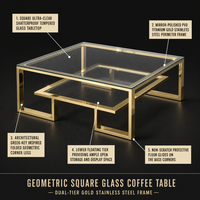 Table centrale carrée de thé de café de verre trempé de salon populaire petite