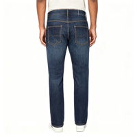 Jean stretch coupe athlétique pour homme, pantalon en denim de coton fuselé, poids moyen, décontracté, usage quotidien, délavage foncé