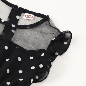 Vestido de Gasa <span class=keywords><strong>con</strong></span> Puntos Negros para Niñas |   Vestido de niña <span class=keywords><strong>con</strong></span> volantes y capas, <span class=keywords><strong>con</strong></span> escote de malla - Product Image 5