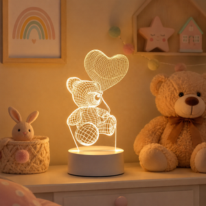 定制亚克力 3D 幻象 LED 夜灯 USB 台灯，适合儿童房间装饰和礼品 LED 夜灯台灯 - Product Image 1
