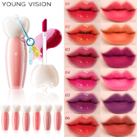 YOUNG VISION Huile à lèvres végétalienne pour adolescents Cool Summer Brillant à lèvres rafraîchissant en forme d'étoile Teinte à lèvres 6 couleurs avec trou de chaîne