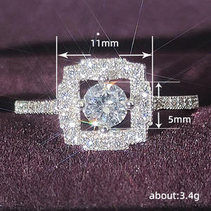 Anillo de Diamantes Q406 para Mujer, Anillo de Compromiso Clásico con Corte Brillante Redondo, Diamante Natural Color G, Joyería de Diamantes Blancos - Product Image 5