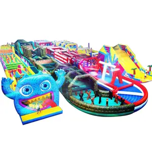 Lớn Điên PVC0.55mm 5K Chạy Người Lớn Inflatable Race Theo Dõi Inflatable Đất Khóa Học Trở Ngại