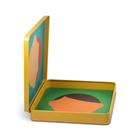Boîte en métal carrée à couvercle à charnière conçue sur mesure, distributeur de biscuits, récipient en étain avec porte à ouverture frontale