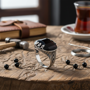 Onyx Gemstone Oval Shape <b>Men</b> <b>Rings</b> Authentic <b>Men</b> <b>Ring</b> Turkish Handmade Wholesale Handmade 925 Sterling <b>Silver</b> - Product Image 3
