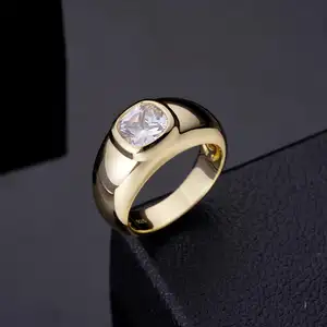 Men'S Ring 925 Silver 14K Gold Natural Stone Emerald Cut Solitaire Lab Diamond Rings For Weddings And Engagement