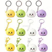 Porte-clés lumineux en silicone souple de 5 cm, motif Bao bao, avec fermoir mousqueton, breloque de sac et jouet anti-stress