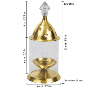 Lampe à huile traditionnelle artisanale en laiton et verre Udupi, héritage himalayen, idéale pour la décoration de la maison, du temple et des fêtes - Product Image 4