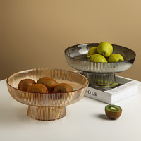 TONFO Plateau en verre manuel à pieds hauts pour snacks, fruits secs, table basse pour salon, plateau ménager transparent pour fruits et légumes
