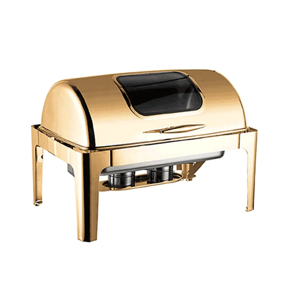 Chaffing Dishes Buffet Catering Stainless Steel Luxury Food Warmer Gold Hydraulic Cheffing Chafing Dish Buffet Set For Catering