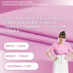 Tela Jersey de Poliéster y Spandex 32S, Tipo Algodón, Tejido de Punto Sencillo, 170GSM, 170cm, para Camisetas, Tops y Faldas - Product Image 2