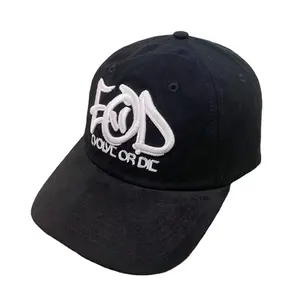 黑色麂皮爸爸帽子定制刺绣100% 涤纶6面板棒球帽3D刺绣标志马球爸爸帽子