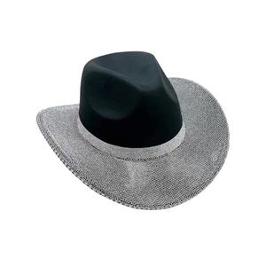 HLC Fabricant pour Strass Cowboy Cowgirl Chapeau Décoration USA Drapeau National Bling Argent Mariée Fête Cadeaux pour Musique <span class=keywords><strong>Concert</strong></span> - Product Image 2