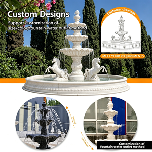 Grande fontaine d'eau en marbre naturel MILY avec statue de cheval, grande fontaine de <span class=keywords><strong>jardin</strong></span> en pierre pour décoration extérieure - Product Image 4