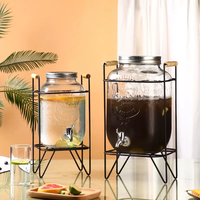 Pichet à jus en verre avec bec verseur, seau à boissons pour table de dessert, seau à limonade, seau à jus de buffet, seau à cola, stand à jus