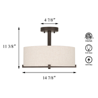 US Livraison gratuite tissu Semi affleurant plafonnier décoratif intérieur moderne rond Villa hôtel cuisine salle à manger suspension