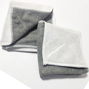 Chiffon de nettoyage rectangulaire en fibre de bambou double face, torchon de cuisine absorbant en microfibre, tampon à récurer gris - Product Image 2