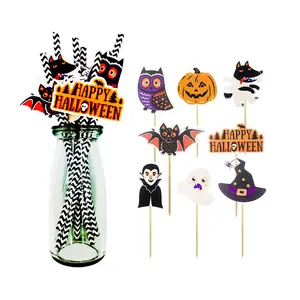 Cartoon Schattige Cake Topper Set Voor Helloween Party Decoratie Aangepaste Afbeelding Milieuvriendelijke Ghost Vampier Pompoenvleermuis