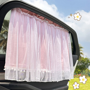 Cortina de encaje para ventana trasera de coche, protector solar para bebé, tamaño universal, elástico, fácil de instalar. - Product Image 4