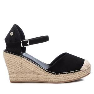 Xti Women's Espadrille Wedges Black Suede Ankle Strap Platform <b>Sandals</b> - Product Image 1