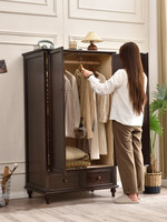 Armoire de luxe en bois massif de style américain moderne et antique avec tiroirs pour grande chambre à coucher, mobilier de maison
