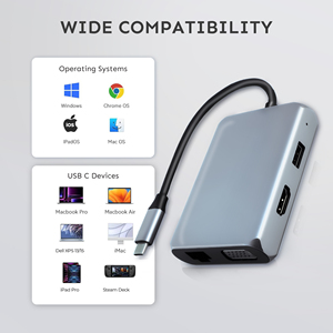 Station d'accueil USB-C SYONG 7-en-1 avec <span class=keywords><strong>adaptateur</strong></span> d'affichage double 8K DP 4K <span class=keywords><strong>HDMI</strong></span> VGA et 3 ports USB 2.0 pour MacBook Neo/Pro/Air iPad - Product Image 6
