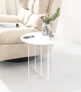 <span class=keywords><strong>Table</strong></span> basse ronde en acrylique transparent, style nordique minimaliste, blanc, diamètre 50 cm 70 cm, pour salon, meubles de maison, fabrication d'usine - Product Image 4